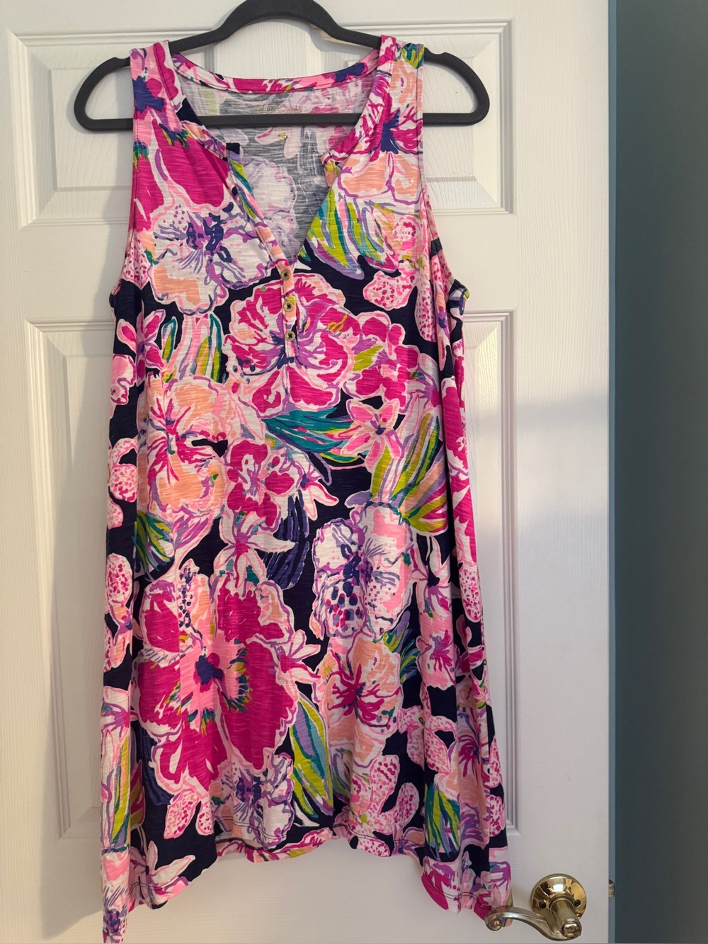 Lilly Pulitzer Floral A-Line Dress in Pink, Navy and Green